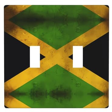 ZhaoYuGoods Wandplatte mit alter jamaikanischer Flagge, Doppel-Kippschalter, Lichtschalter-Abdeckung, 2-Gang, 11,4 x 11,4 cm, PC-dekorative Frontplatte für Zuhause und Büro