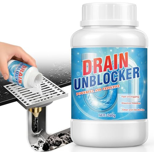 Bathroom Drain Unblocker Heavy Duty Drain Cleaner Sink Unblocker for Kitchen Shower Toilet Outdoor Pipes Fast Acting Clog Removal Hair Grease Odor Solution
