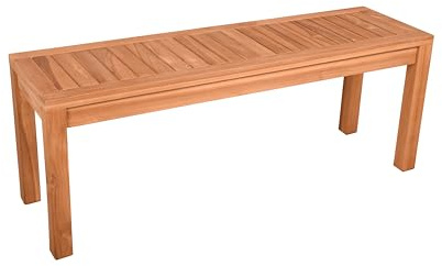 DELUKE Gartenbank Nadja 2-Sitzer - 120cm Breit, Teak, Teakbraun | Terrassenbank Wetterfest Sitzbank Outdoor Bank