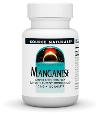Source Naturals Manganese, Amino Acid Complex - Supports Energy Production* - 10 mg - 100 Tablets