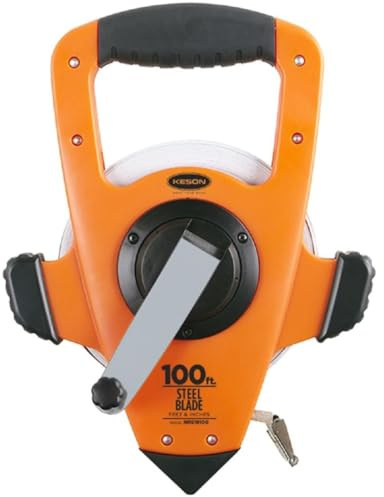 Keson NRS18100 Nylon-Reinforced Steel Blade Tape Measure, Speed Rewind (Graduations: ft., in. 1/8), 100-Foot, White