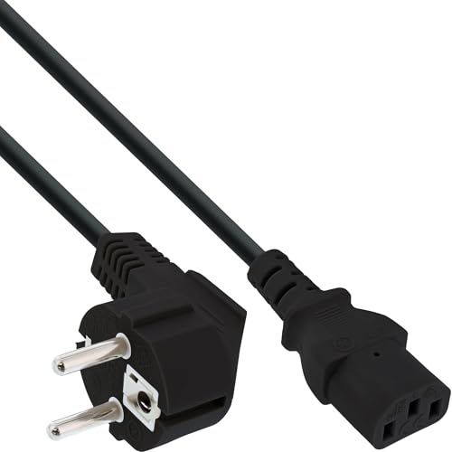 InLine 16652 Netzkabel, Schutzkontakt gewinkelt auf Kaltgerätestecker C13, 1,8m