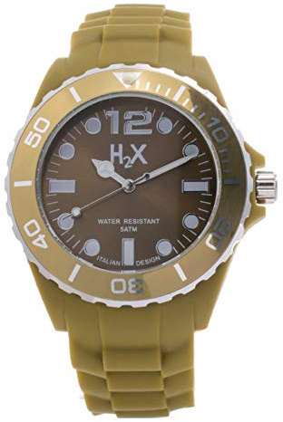 Haurex H2X Men's SV382UV3 Reef Luminous Water Resistant Khaki Green Soft Rubber Watch