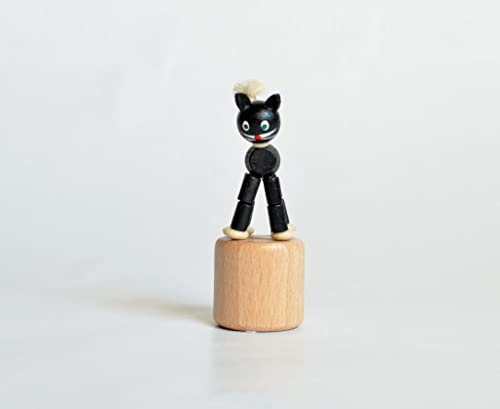 Rudolphs Schatzkiste Holzspielzeug Wackelfigur Katze Höhe=8cm NEU Spielzeug Wackeln Wackeltier Wackelspielzeug Figur Holzspielzeug Holztier Tier Drücken Drückfigur Holz Holzfiguren Seiffen Erzgebirge
