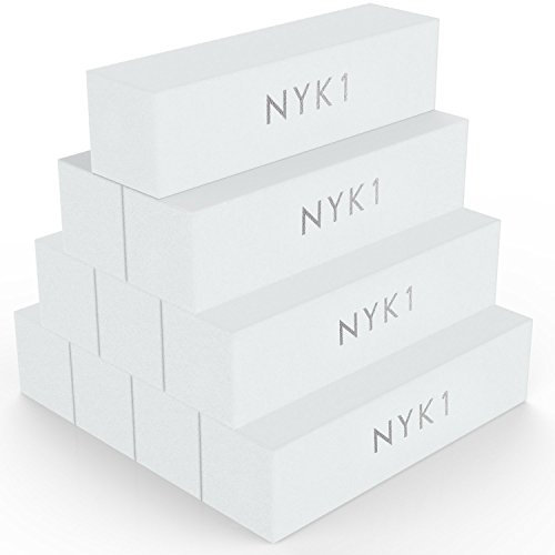 Weißer Nagelpuffer-Schleifblock - (10er-Pack) NYK1 Professionelle Nagelpuffer-Feile in Salonqualität zum Schleifen, Feilen von Natur-, Schellack- oder Acrylgelnägeln