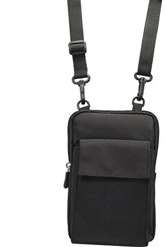 Asnlove Casual Borsello in Poliestere Piccola Borsa Tracolla 6,4 pollici Mini Cinghia Della Spalla Messenger Bag con Moschettone Marsupio Sacchetto Verticale Cover Custodia per Smartphone, Nero