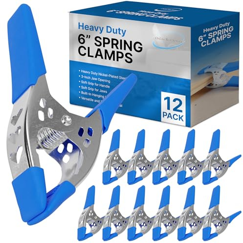 FactorDuty Lot of 12-6 inch Spring Clamp Large Super Heavy Duty Spring Metal Blue - 2.5 inch Jaw Opening