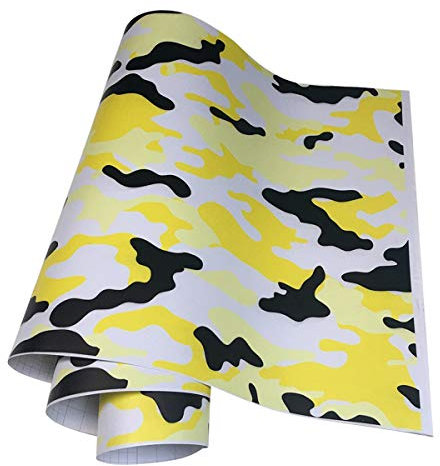 LKXHarleya Black Camo Vinyl Wrap Camouflage Auto Vinyl Aufkleber FüR Auto Styling Fahrrad Computer Laptop Roller Motorrad, Neongelb, 10x100 cm