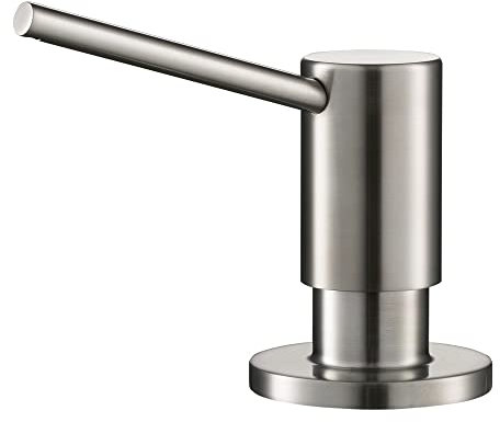 KRAUS Dispensador de jabón o loción de Cocina sin Manchas con Botella de Gran Capacidad de 17 onzas y Bomba de latón en Acero Inoxidable All-Brite