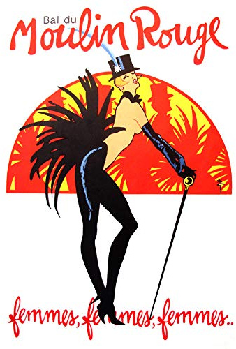 Wee Blue Coo Burlesque Moulin Rouge Paris Mädchen Ungerahmter großer Druck 46x61 cm