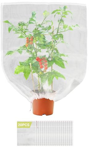 Enpoint Gartennetzbeutel, 73,7 x 53,3 cm, Insektenschutznetz mit Kordelzug, Obstschutz, Pflanzenabdeckungen zum Schutz von Bananen, Wassermelonen, Spaghetti-Kürbis, 20 Stück