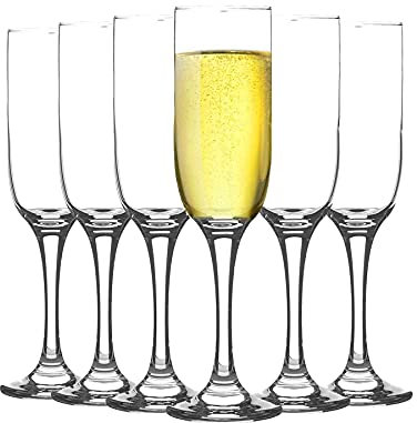 Argon Tableware 12 Piece Campana Champagne Flutes Set - Vintage Stemware Goblets - 210ml