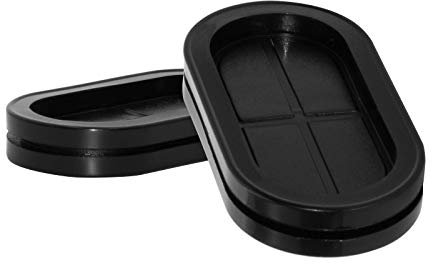 Flyshop Doppelseitige ovale Kabeldurchführungen Synthetische Gummitülle Bohrloch Stecker Drahtschutz, Schwarz, 4 Stück (Lochgröße 37 x 75 mm, 1-1/2 Zoll x 3 Zoll)