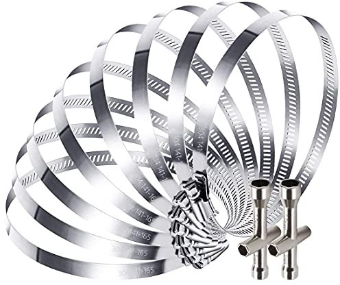 6 Zoll Schlauchschellen, Rohrschellen Verstellbare, Schlauch Rohrschellen 150mm, Verstellbar Worm Drive Schlauch Klemme, 304 Edelstahl-Kanalschellen zur Befestigung Rohren