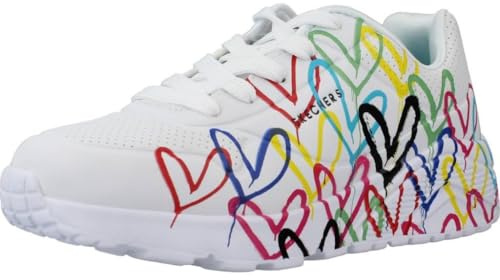 Skechers 314064L WMLT Sneaker, White Synthetic/Multi Trim, 39 EU