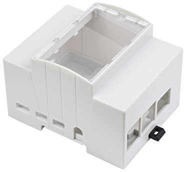 für Raspberry Pi 4 Gehäuse, DIN-Schienen-ABS-Gehäuse für Raspberry Pi 4 Modell B, Großer Innenraum, Kompatibel mit Raspbeery Pi Expansion Board PoE HAT (D), RS485 CAN HAT, 2-CH RS485 HAT, PI-FAN-3007