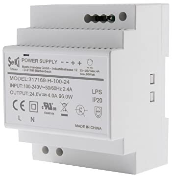 SeKi Alimentatore su guida DIN H-100-24 - 24 V - 4 A - 96 W guida DIN - Alimentatore su guida DIN