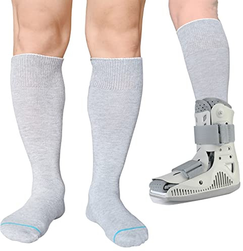 LORVVDE Cam Walker Walking Boot Strumpor Ersättning Strumpa Liner för ortopediskt Stövelstöd, Tubstrumpor för Air Cam Walkers och Fracture Boot Cast Cover Strumpor Grå 2 par