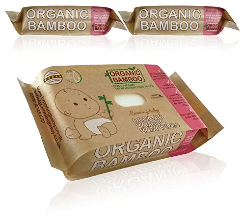 Beaming Baby Organic Bamboo, Biodegradable Baby Wipes - 240 Wet Wipes (3 Packs x 80) Multipack. Unscented, Plastic Free, Made with Organic Aloe Vera, Ideal for Newborn Sensitive Skin. Paper Packaging