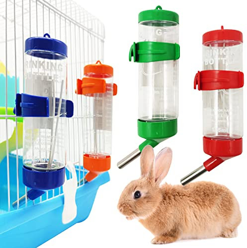 Botella 2X Dispensador para Hámster Animales Pequeños Agua Plástica Colgante Bebedero Automático Dispensador de Jaula con 2 Bolas Rodaderas Color al Azar (250 ml) BPS-1262 * 2