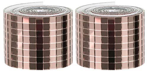 Beavorty 2 Rollen Selbstklebende Mosaikfliesen Glasspiegel Mosaikaufkleber DIY- Wandaufkleber für Handwerksquadratische Glasfliesen Dekoration (Roségold)