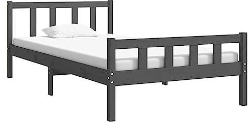 vidaXL Massivholzbett Einzelbett Bett Bettgestell Lattenrost Holzbett Bettrahmen Schlafzimmerbett Schlafzimmermöbel Grau 100x200cm