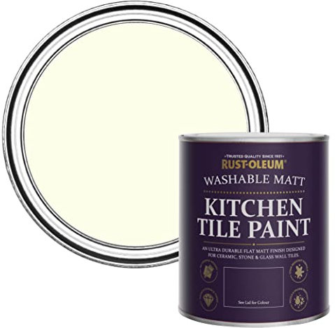 Rust-Oleum Peinture Blanche Résistante à l'eau pour Faïence de Cuisine, Finition Mate - Sablé 750ml