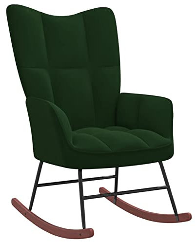 Susany Schaukelstuhl Relaxstuhl Stuhl Schwingsessel Schwingstuhl Polsterstuhl Schaukelsessel Relaxsessel Armlehnenstuhl Sessel für Wohnzimmer/Schlafzimmer/Kinderzimmer,Dunkelgrün Samt