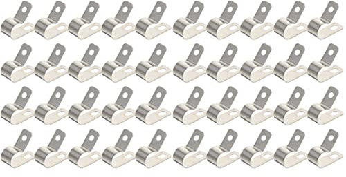 YARNOW 2sets R-type Cable Clips Cable Fixing Buckle Stainless Steel Cord Fastener Clip for Home Office 20pcs*2