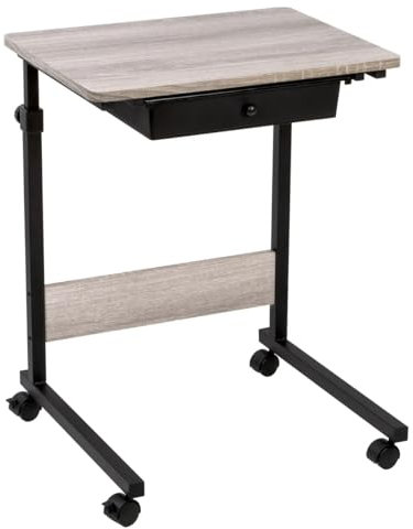 J&V TEXTILES Verstellbarer Nachttisch mit Rollen (Krankenhaus und Heim, medizinischer Gebrauch) (schwarz)