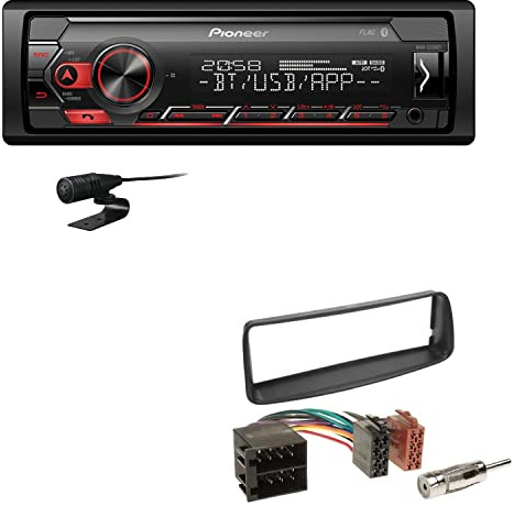 Pioneer MVH-S320BT 1-DIN Bluetooth Autoradio USB FLAC Spotify mit Einbauset passend für Peugeot 206 206CC 1998-2007 schwarz