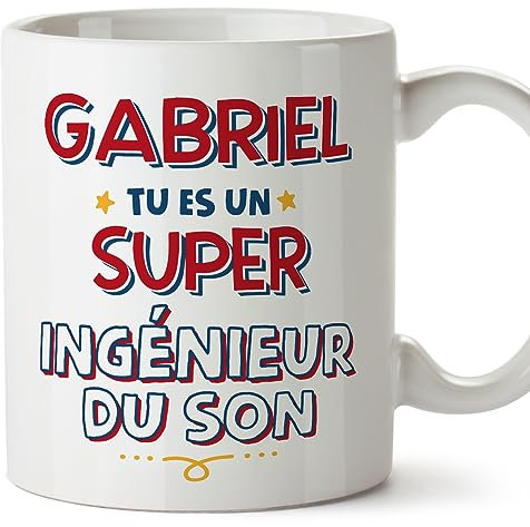 MUGFFINS Tazas Personalizadas para INGENIERO DE SONIDO hombre - En Francés - Tu es Super - 11 oz / 330 ml - Regalo Personalizable original y divertido