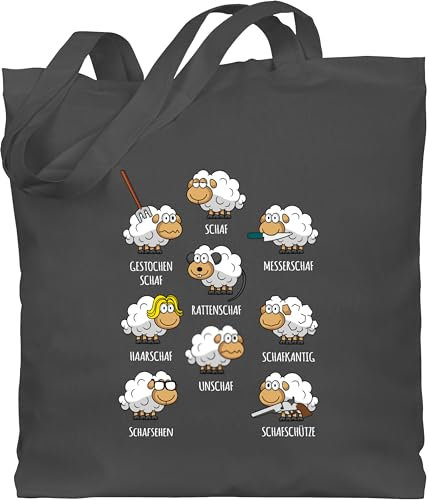 Baumwolltasche - Taschen - Schafe Schäfchen Schäfer Schaf Sheep Schafbauer Lustig Witzig - Unisize - Dunkelgrau - einkaufstasche mit tieren tasche schafen unschaf stoffbeutel stoffbeutel-taschen
