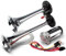 FARBIN Klaxon de Voiture 12V 150dB Puissant Klaxon à Air Chrome Zinc Klaxon de Camion Double Tube Trompette Argent avec Compresseur Pompe à Air Relais Faisceau Câble pour Tout 12V Voiture Camion Moto