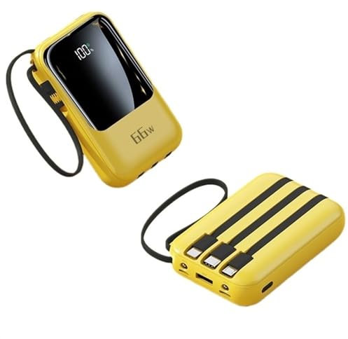 66W Mobile Power Bank 20000mAh Superschnelles Aufladen Externer Akku Ladegerät Pd 20W Schnelle Powerbank (Color : Yellow, Size : 20000mah)