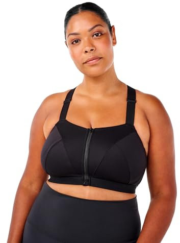 Zizzi Active by Frauen Große Größen Sport-BH Vorderverschluss Größe Gr 48 Black