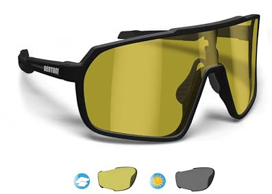 BERTONI Radfahren MTB Lauf Sportbrille für Männer Frauen in TR90 Photochrom Polarisiert Weitwinkelobjektiv mod. GEMINI