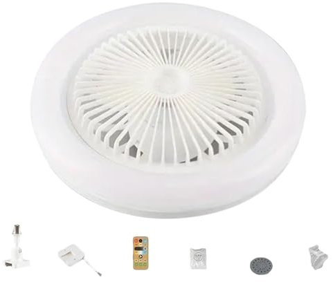 Ventilador de techo LED con luces, luz de techo de 30 W con ventilador y control remoto luz de ventilador multifuncional E27 luz de ventilador LED inteligente ventiladores de techo modernos regulables