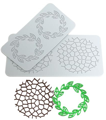 Auped 2 Pezzi Stampi Silicone, Tappetino in pizzo di silicone Stampi in Silicone per Pasta di Zucchero, Cioccolato, Fondente, Burro, Sapone (GEZI)