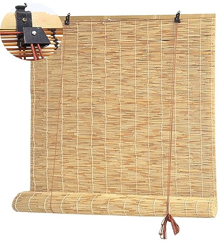 Bambusrollo,Rollo Bambus,Wetterfest Bambusrollo Jalousien,Aussen Retro Schilf Vorhang,Sichtschutz Rollo mit Lifter für Balkon Terrasse Veranda Pergola Sichtschutz