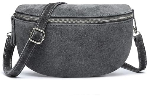 Frentree® Midi Echtleder-Umhängetasche Aus Italien, Crossbodytasche Mit Abnehmbarem Schultergurt Und Silbernem Reißverschluss