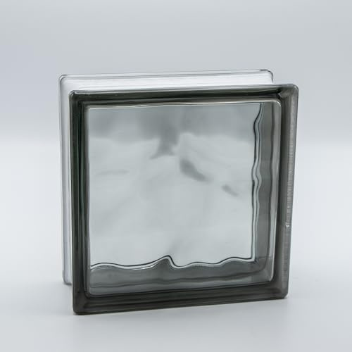 Fuchs Design Glasbausteine Wolke grau, 19x19x8 cm - 6 Stück | Klar, Einseitig Satiniert, Zweiseitig Satiniert