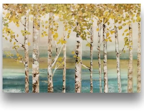 Fototapete 3D Effekt Tapete Vliestapete Handgemalte Herbst Birke Baum 3D Wandbild Tapete Schlafzimmer Wohnzimmer Wohnkultur 200Cm(W)*140Cm(H)