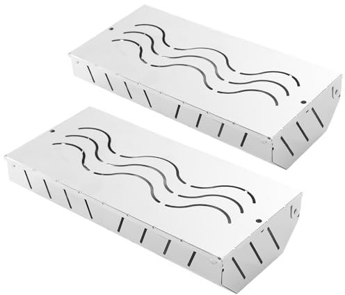Smoker - Smoker Box | BBQ Smoker Box | 2X Stainless Steel Grilling Smoker Boxes with Hinged Lid | Add Smokey BBQ Flavor Grills, Grill Accessories, Barbecue Smoker Box, Wood Chip Smoker Box