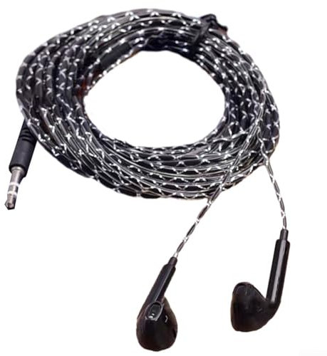 Auriculares con cable extendido Crystal Clear Sound para transmisión y grabación (negro, 2 metros)