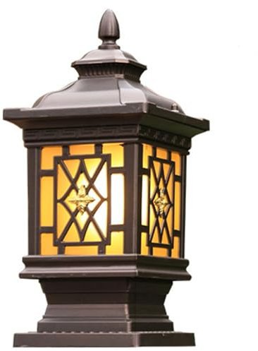 CSSYKV Lampadario Cinese E27 Impermeabile All'aperto Lampada da Prato Lampione Stradale per Pali in Legno da Giardino con Base per Montaggio su Molo, Illuminazione Paesaggistica Vintage