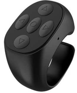 Fingertip Wireless Bluetooth Remote Control, Fingerspitzen Seitenwender Bluetooth Fernbedienung Scrolling Ring, Fingertip Page Turner, Wiederaufladbares Selfie Kamera Fernauslöser (Schwarz)