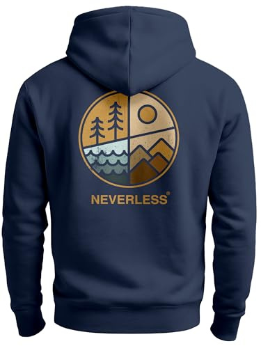 Neverless® Hoodie Backprint Herren Natur Grafik Berge Wald Adventure Outdoor Casual Rückenaufdruck Männer Fashion