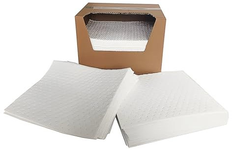 Bricoloco Hojas absorbedoras de aceite e hidrocarburos hidrofóbicas. Absorbente de aceites que repelen el agua. Hoja de 50x40 cm. y 0.5 litros de absorción. (10)