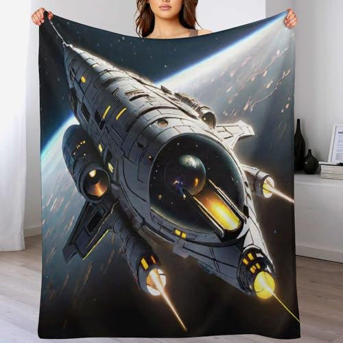 AAPZY Raumschiff-Überwurfdecke Für Bett, Sofa, Couch, Flannel-Druck Decke, 3D- -Muster, Fleece-Decke, Raumdekoration, Plüschdecke, （180×200cm）